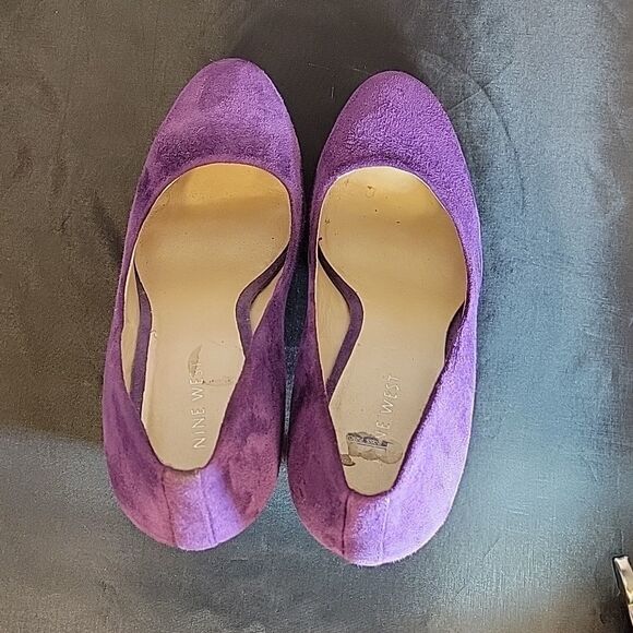 NINE WEST SUEDE ROUND TOE SLIP-ON WOMEN"S HIGH HEEL STILETTOS PUMP SHOES - Picture 7 of 16